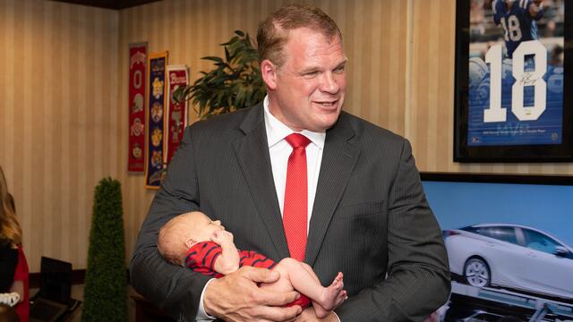 Kane with a baby