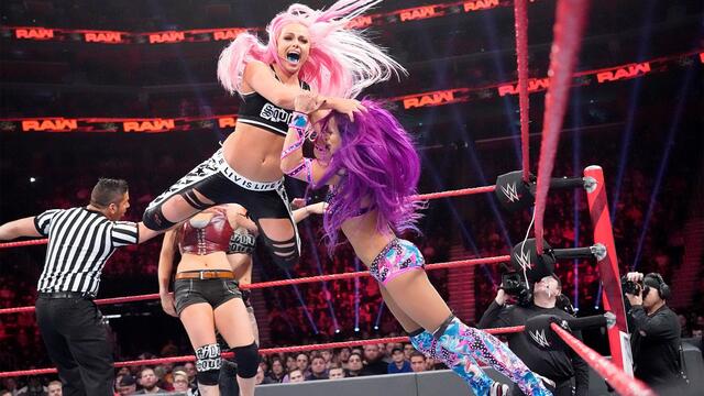 Sasha & Bayley & Moon vs. Riott Squad
