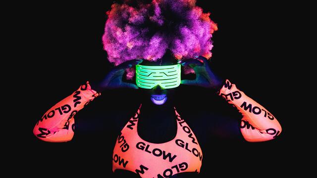 Naomi in her glow-in-the-dark gear