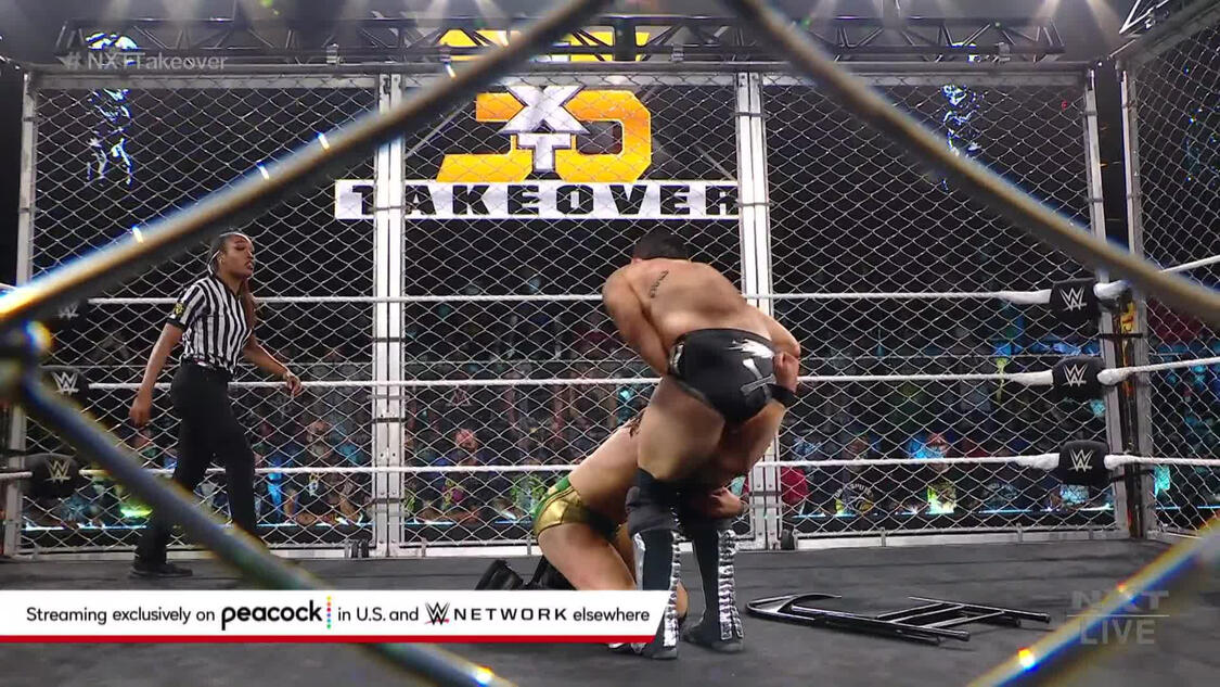 Adam Cole nails Kyle O’Reilly with Panama Sunrise inside a Steel Cage: NXT TakeOver 36 (WWE Network Exclusive)
