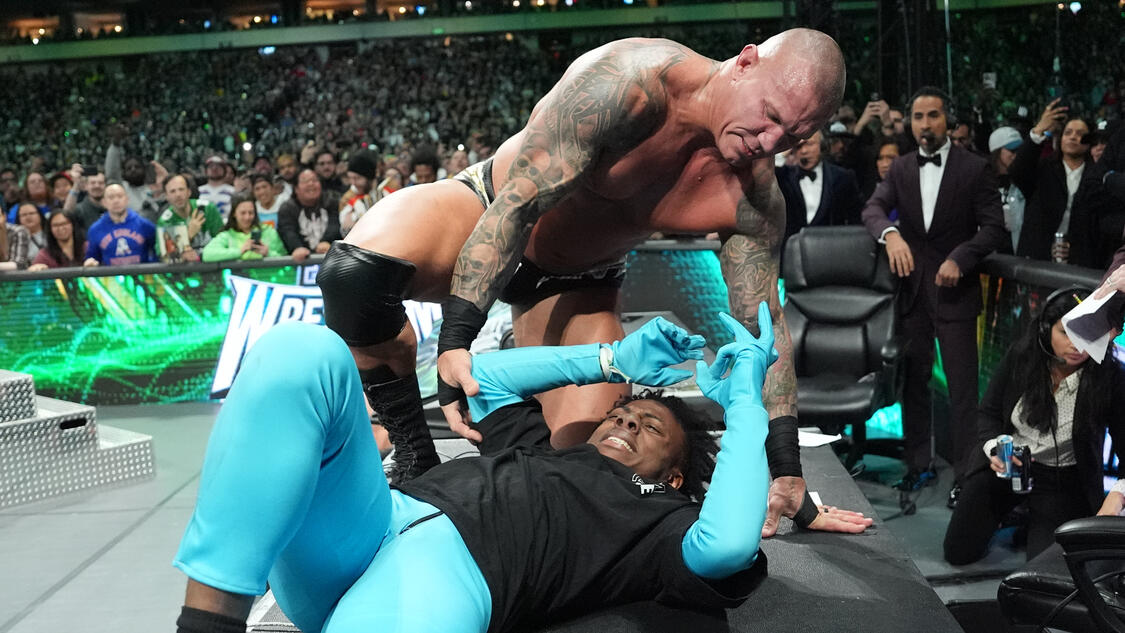 Randy Orton RKOs IShowSpeed on the announce table: WrestleMania XL Sunday highlights