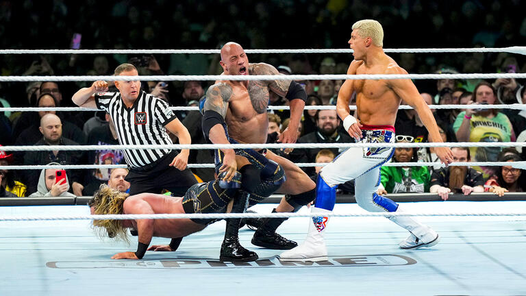 Roman Reigns & The Rock vs. Cody Rhodes & Seth "Freakin" Rollins: photos