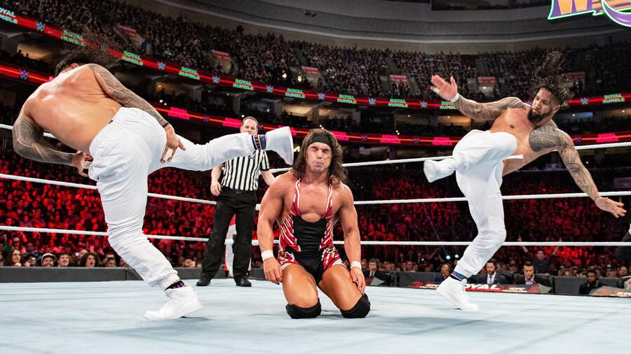 The Usos vs. Chad Gable & Shelton Benjamin – SmackDown Tag Team Titles 2-out-of-3 Falls Match: Royal Rumble 2018 (Full Match) | WWE
