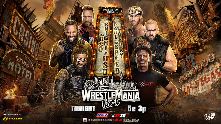 Roman ＆Paul＆USOS Logan Paul, Austin Theory & IShowSpeed vs. The Usos & LA Knight