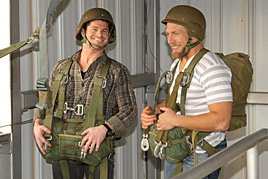 Daniel Bryan and Evan Bourne prepare to jump from Fort Bragg's jump tower