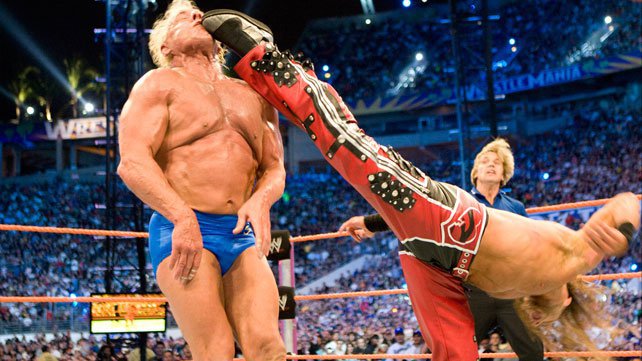 Shawn Michaels takes on Ric Flair in a Career Threatening Match at WrestleMania 24.