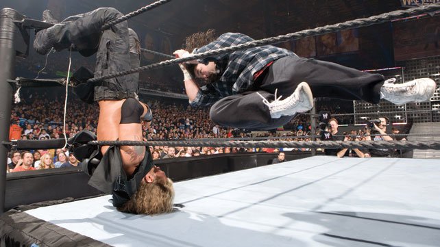 Mick Foley and Edge meet in a Hardcore Match at WrestleMania 22.